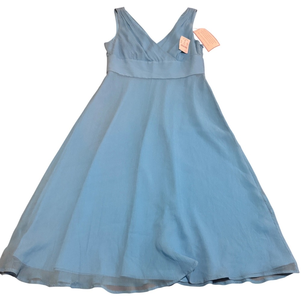 J.Crew Blue 100% Silk Sofia Sleeveless V-Neck Empire Waist Dress Size 6 NWT